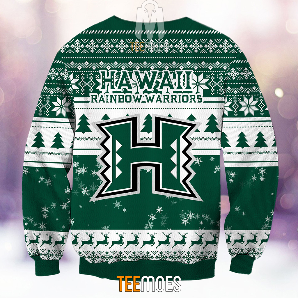 NCAA Hawaii Rainbow Warriors The Old Grinch Ugly Christmas Sweater - Image 3