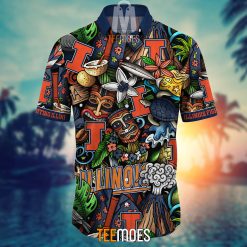 Alternative view of NCAA Illinois Fighting Illini Flower Pattern Hawaiian Shirt