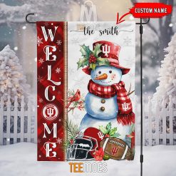 NCAA Indiana Hoosiers Custom Name Snowman Christmas House Flag