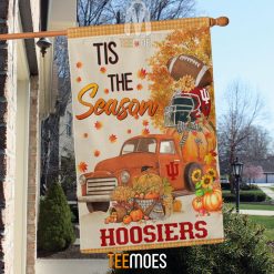 Alternative view of NCAA Indiana Hoosiers Fall Tis The Season House Flag