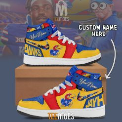 NCAA Kansas Jayhawks Custom Name Air Jordan 1 High Sneakers