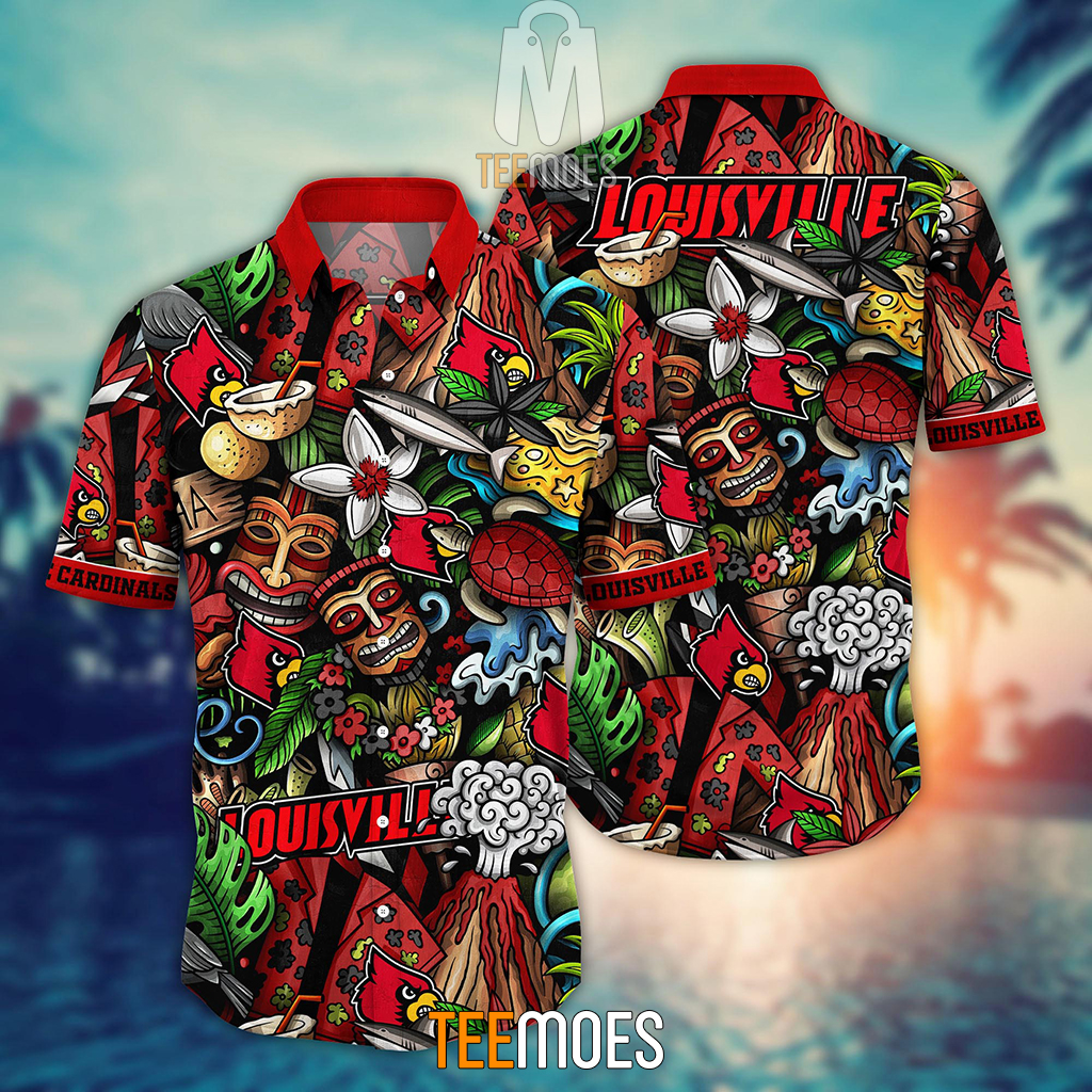 NCAA Louisville Cardinals Flower Pattern Hawaiian Shirt