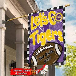 NCAA LSU Tigers Custom Name Number Let's Go Tigers House Flag