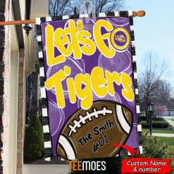 Alternative view of NCAA LSU Tigers Custom Name Number Let's Go Tigers House Flag