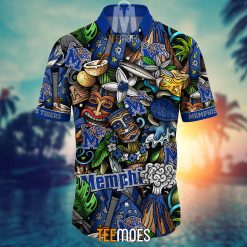 Alternative view of NCAA Memphis Tigers Flower Pattern Hawaiian Shirt