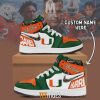 NCAA Miami Hurricanes Custom Name Air Jordan 1 High Sneakers