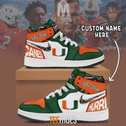 NCAA Miami Hurricanes Custom Name Air Jordan 1 High Sneakers