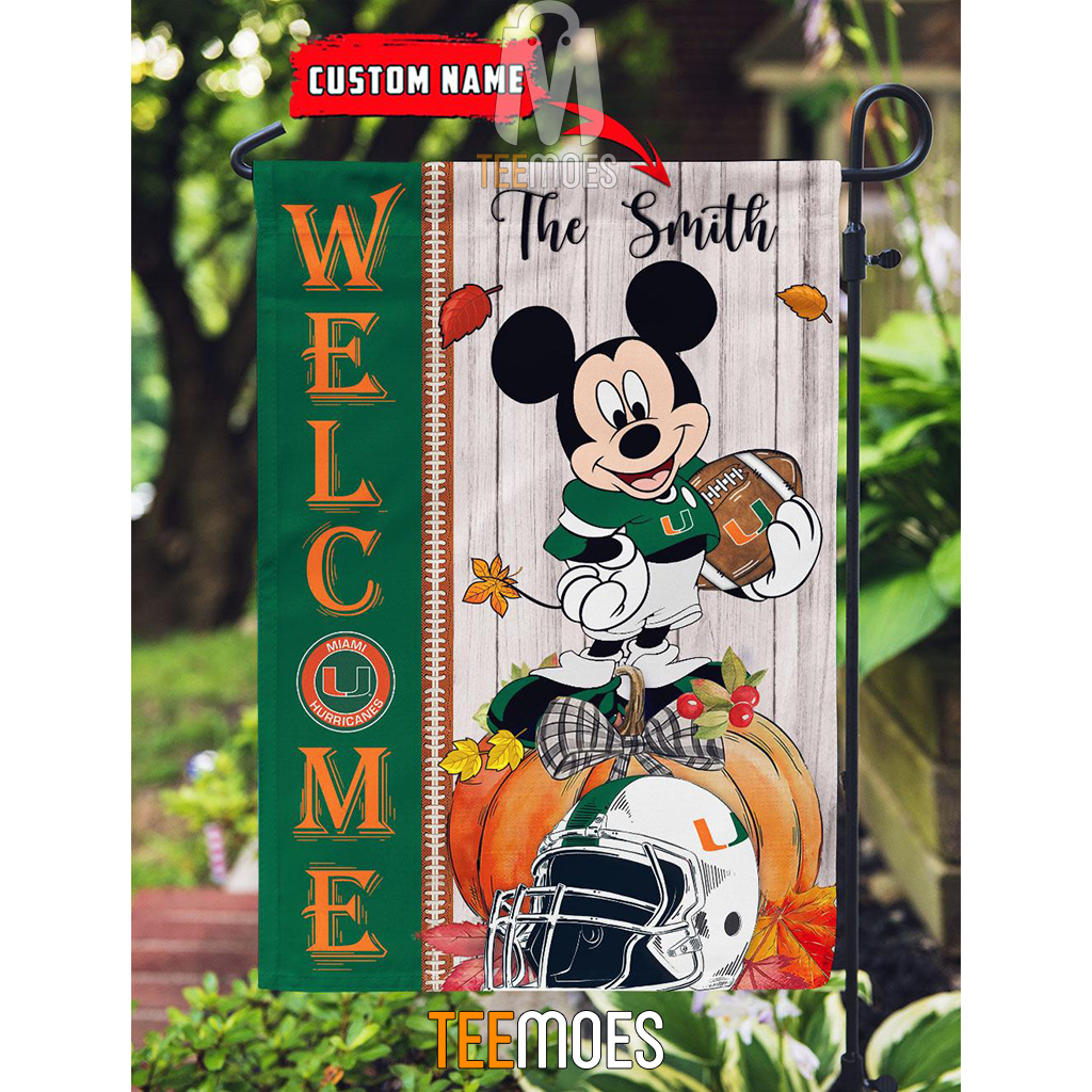 NCAA Miami Hurricanes Custom Name Mickey House Flag - Image 3