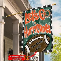 NCAA Miami Hurricanes Custom Name Number Let's Go Hurricanes House Flag