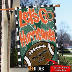 Alternative view of NCAA Miami Hurricanes Custom Name Number Let's Go Hurricanes House Flag