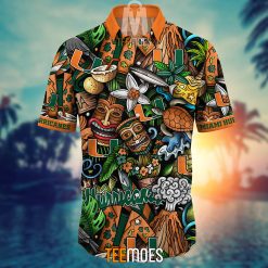 Alternative view of NCAA Miami Hurricanes Flower Pattern Hawaiian Shirt