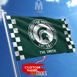Alternative view of NCAA Michigan State Spartans Custom Name Garden House Flag