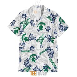 Alternative view of NCAA Michigan State Spartans Floral Hawaiian Shirt