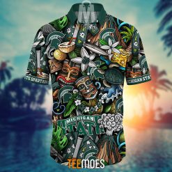 Alternative view of NCAA Michigan State Spartans Flower Pattern Hawaiian Shirt