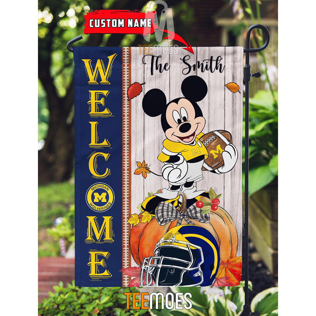 NCAA Michigan Wolverines Custom Name Mickey House Flag - Image 3