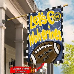NCAA Michigan Wolverines Custom Name Number Let's Go Wolverines House Flag