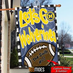 Alternative view of NCAA Michigan Wolverines Custom Name Number Let's Go Wolverines House Flag