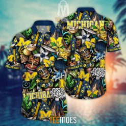 NCAA Michigan Wolverines Flower Pattern Hawaiian Shirt
