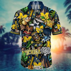 Alternative view of NCAA Michigan Wolverines Flower Pattern Hawaiian Shirt