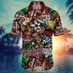 Alternative view of NCAA Mississippi State Bulldogs Flower Pattern Hawaiian Shirt