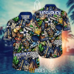 NCAA Navy Midshipmen Flower Pattern Hawaiian Shirt
