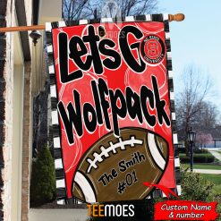 Alternative view of NCAA NC State Wolfpack Custom Name Number Let's Go Wolfpack House Flag