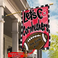 NCAA Nebraska Cornhuskers Custom Name Number Let's Go Cornhuskers House Flag