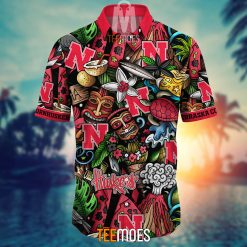 Alternative view of NCAA Nebraska Cornhuskers Flower Pattern Hawaiian Shirt