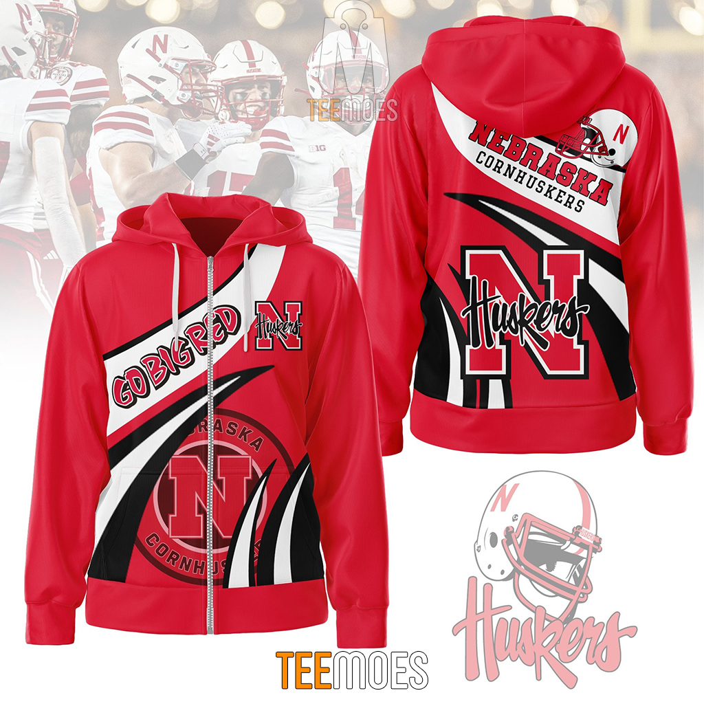 NCAA Nebraska Cornhuskers Go Big Red Zip Up Hoodie