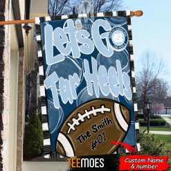 Alternative view of NCAA North Carolina Tar Heels Custom Name Number Let's Go Tar Heels House Flag
