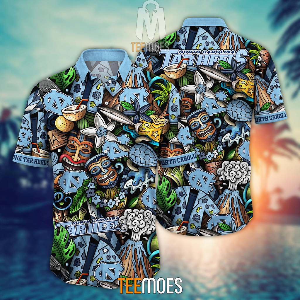 NCAA North Carolina Tar Heels Flower Pattern Hawaiian Shirt