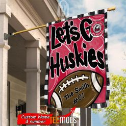 NCAA Northern Illinois Huskies Custom Name Number Let's Go Huskies House Flag