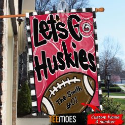 Alternative view of NCAA Northern Illinois Huskies Custom Name Number Let's Go Huskies House Flag