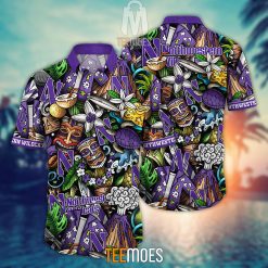 NCAA Northwestern Wildcats Flower Pattern Hawaiian Shirt