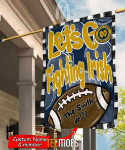 NCAA Notre Dame Fighting Irish Custom Name Number Let's Go Fighting Irish House Flag