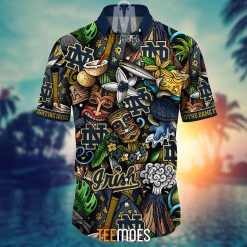 Alternative view of NCAA Notre Dame Fighting Irish Flower Pattern Hawaiian Shirt