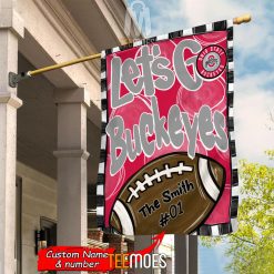 NCAA Ohio State Buckeyes Custom Name Number Let's Go Buckeyes House Flag