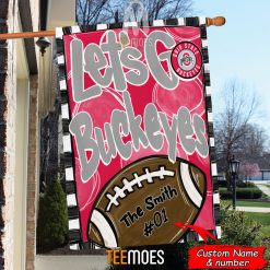 Alternative view of NCAA Ohio State Buckeyes Custom Name Number Let's Go Buckeyes House Flag