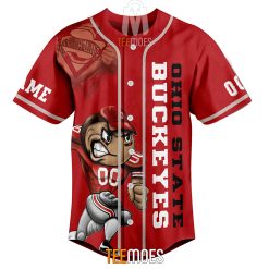 Alternative view of NCAA Ohio State Buckeyes Custom Name Number Mascot Baseball Jersey