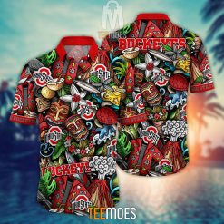 NCAA Ohio State Buckeyes Flower Pattern Hawaiian Shirt