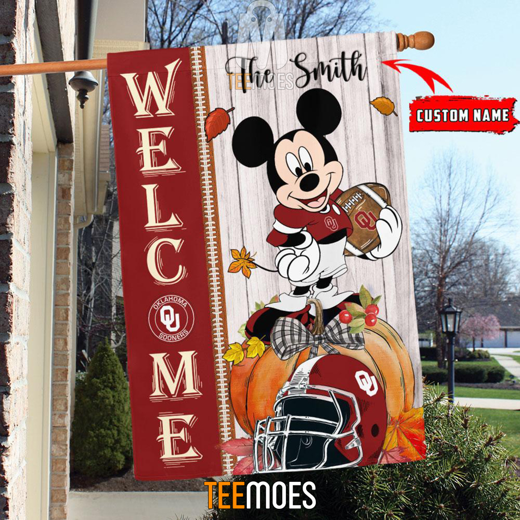 NCAA Oklahoma Sooners Custom Name Mickey House Flag