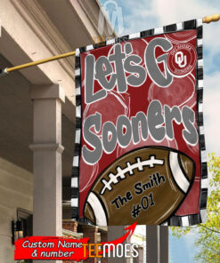 NCAA Oklahoma Sooners Custom Name Number Let's Go Sooners House Flag
