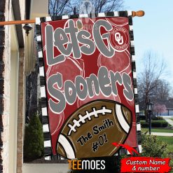 Alternative view of NCAA Oklahoma Sooners Custom Name Number Let's Go Sooners House Flag