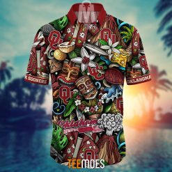 Alternative view of NCAA Oklahoma Sooners Flower Pattern Hawaiian Shirt