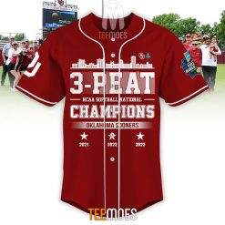 Alternative view of NCAA Oklahoma Sooners Sofball Champions 2023 Baseball Jersey