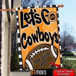 Alternative view of NCAA Oklahoma State Cowboys Custom Name Number Let's Go Cowboys House Flag