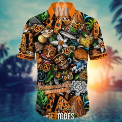 Alternative view of NCAA Oklahoma State Cowboys Flower Pattern Hawaiian Shirt