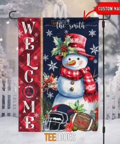 NCAA Ole Miss Rebels Custom Name Snowman Christmas House Flag