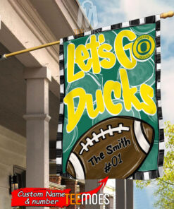 NCAA Oregon Ducks Custom Name Number Let's Go Ducks House Flag