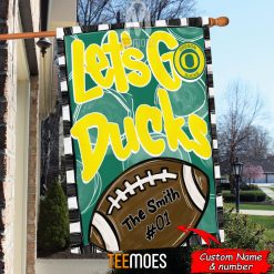 Alternative view of NCAA Oregon Ducks Custom Name Number Let's Go Ducks House Flag